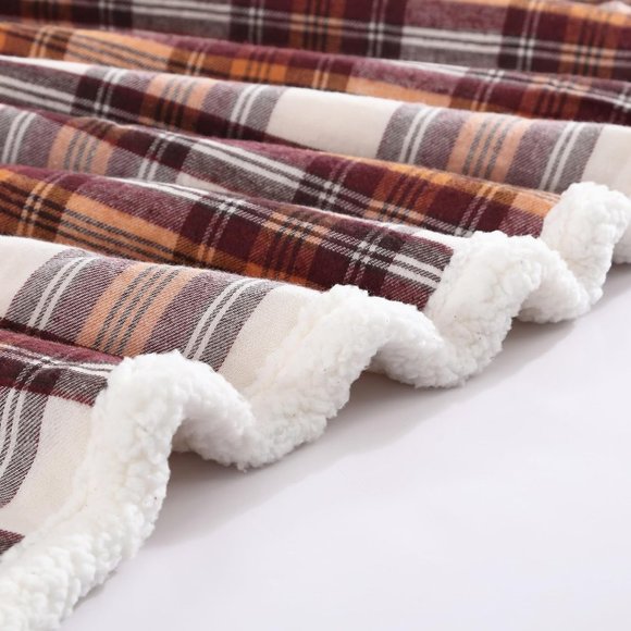 Edgewood Red Reversible Sherpa Fleece Bedding Home Decor for All Seasons - Picture 10 of 11